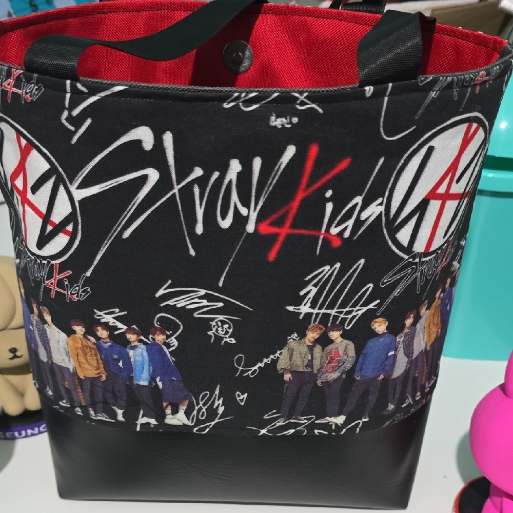 Black and Red Graphic Signature Tote Bag